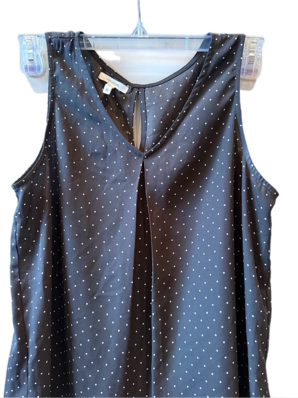 Maurice’s black and white polka dot blouse M - Picture 3 of 10